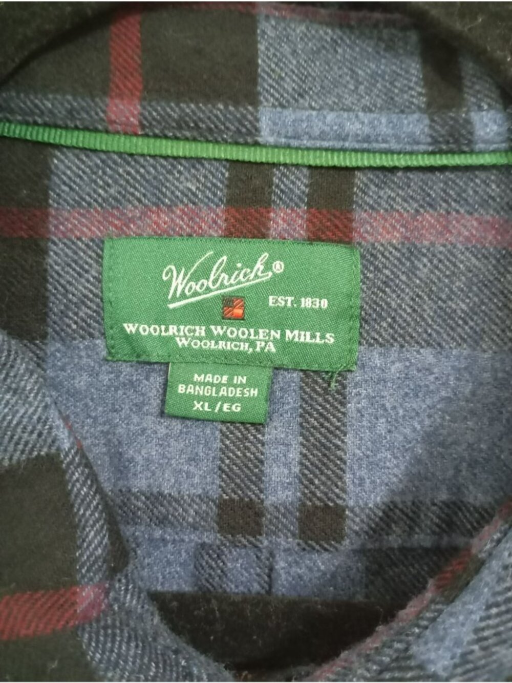 Woolrich Mens XL Blue & Red Plaid Button-Up long sleeve Shirt Cotton Blend - Picture 2 of 9